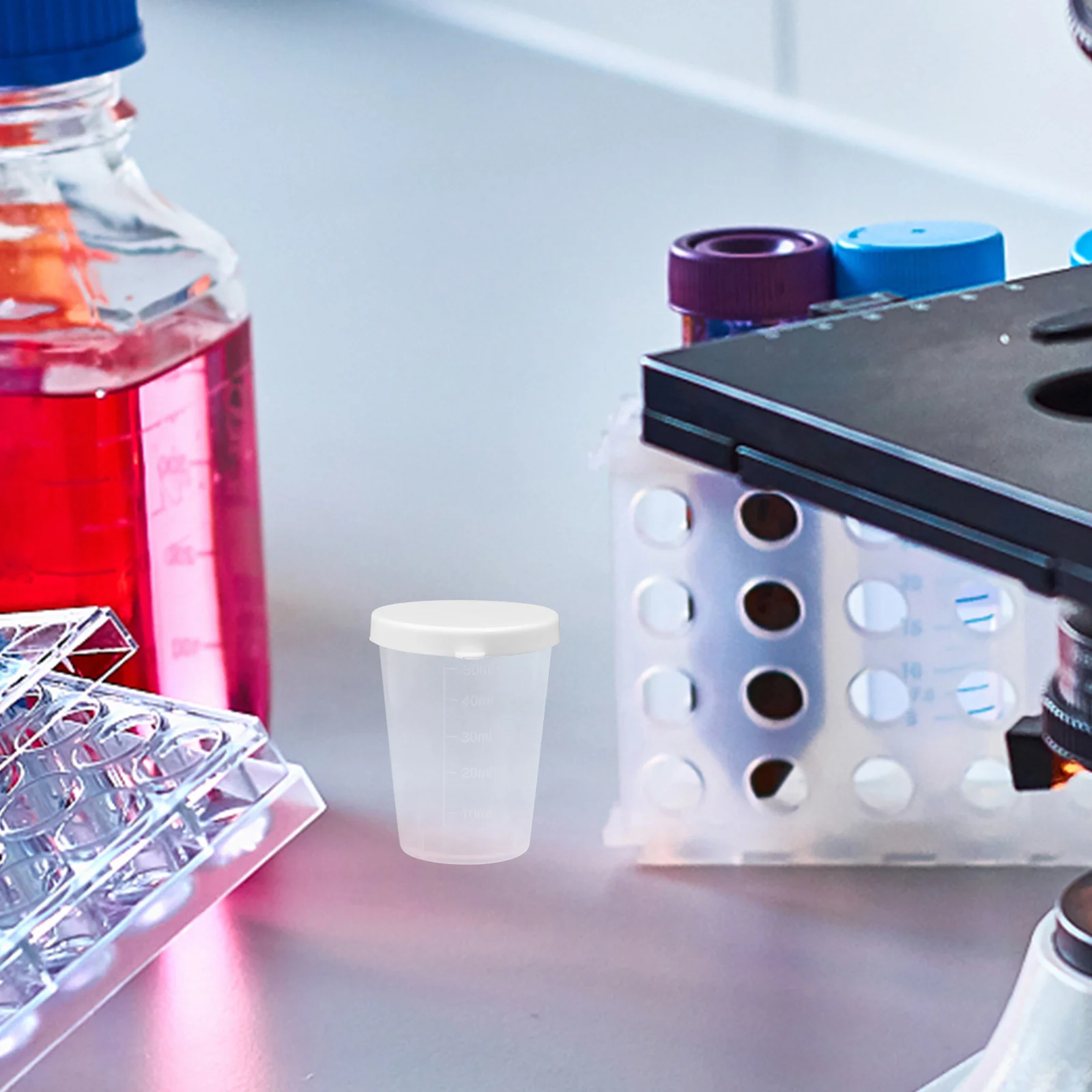 

20Pcs Sample Cups Lid Transparent Graduated Measuring Containers Laboratory Liquid Storage Cups