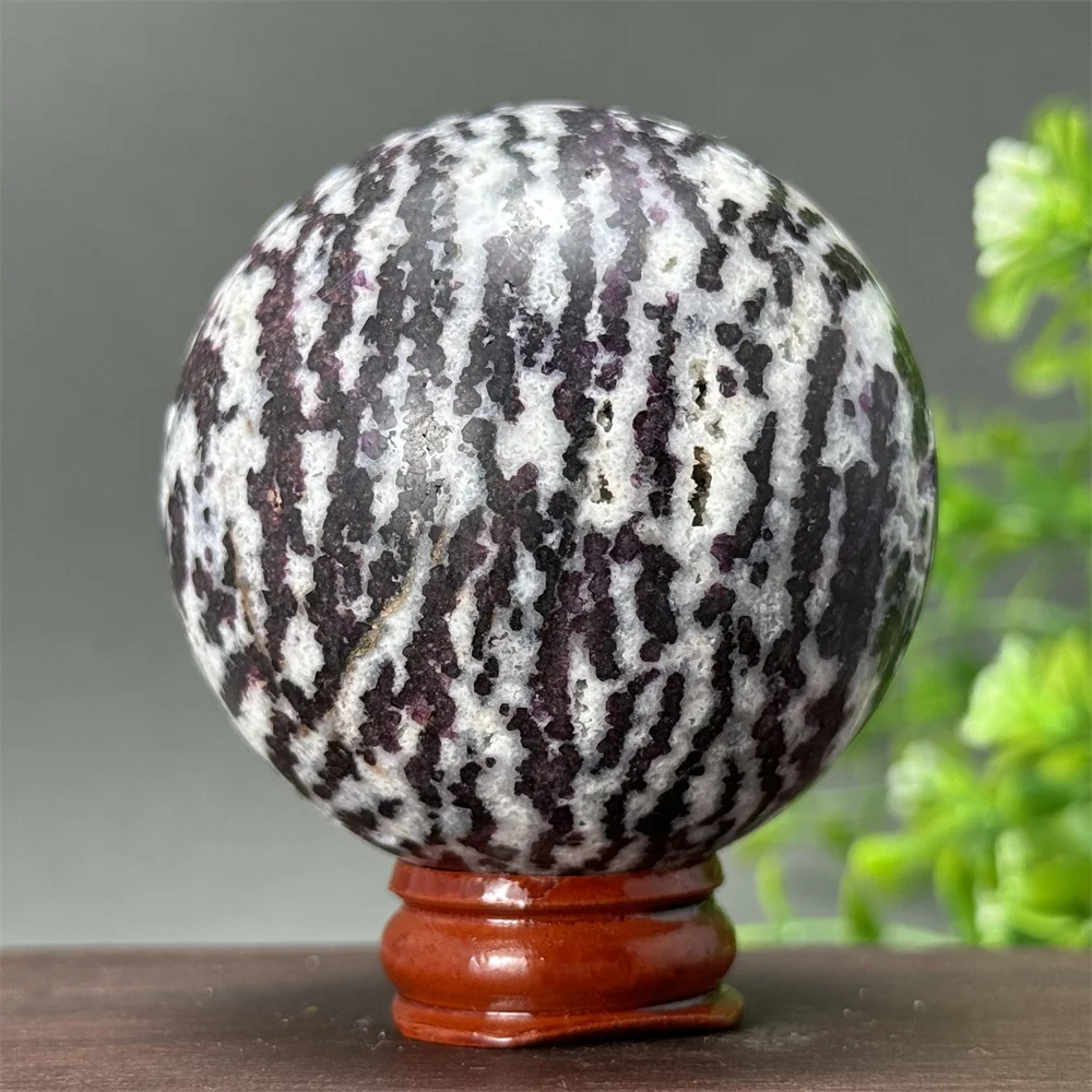 Natural Purple Zebra Fluorite Ball Reiki Healing Spiritual Meditation Chakra Witchcraft Sacrifice Divination Home Decor + Base
