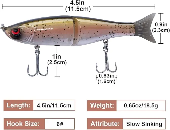 Goture Señuelo articulado Slow Sink – Bolas de acero y cola suave - imagen 5