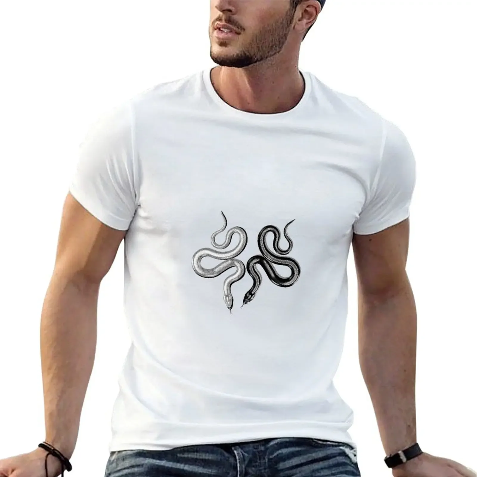 White and black snake T-Shirt hippie clothes plain animal prinfor boys mens t shirts top quality