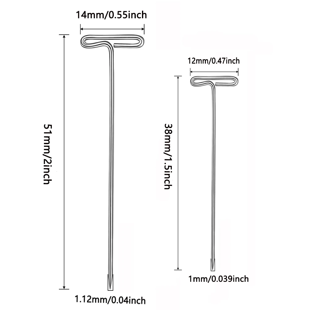 T Pin Needles Wig Making T Pins For Blocking Knitting T-Pins Stainless Steel Sewing Positioning Needle 100Pcs 38/51MM