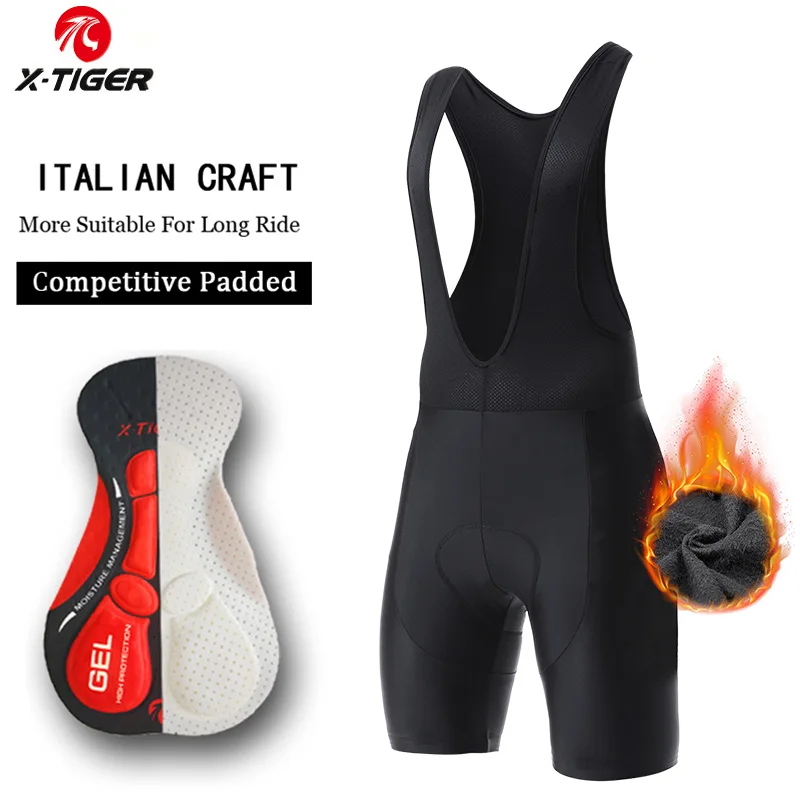 

X-TIGER Winter Warm Cycling Shorts Triathlon 5D Gel Filled Professional Lycra Bike Shorts Breathable Men's Mountain Bike Tights