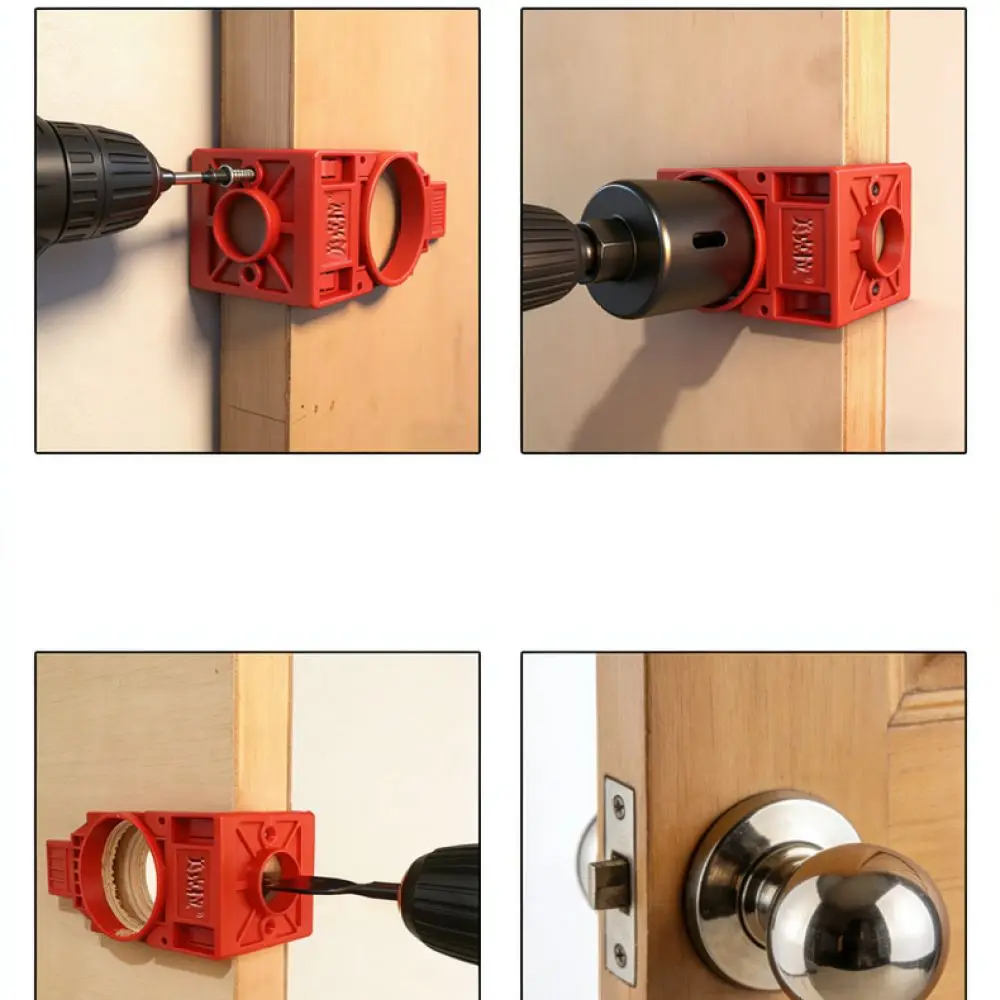 Professional Door Handle Hole Opener Guide Woodworking Drill Accessory Accurate Lock Installation Positioning Set
