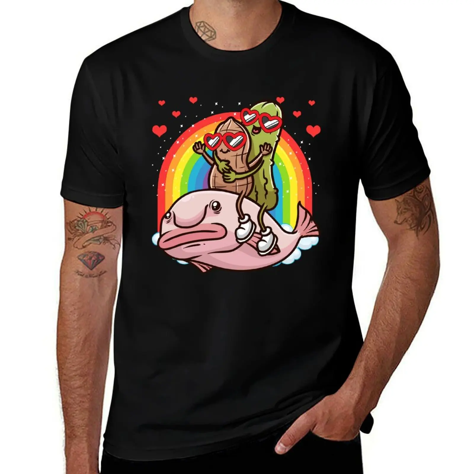 Peanut and Pickle On Blobfish T-Shirt Casual Daily Graphic Tee T-Shirt