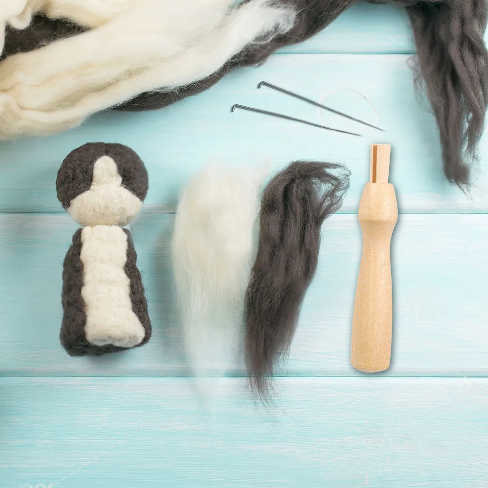 

4Pcs Needle Felting Tools Handles Wooden Handle Kit for Handheld Felting Needles Universal Fit Craft Making Supplies