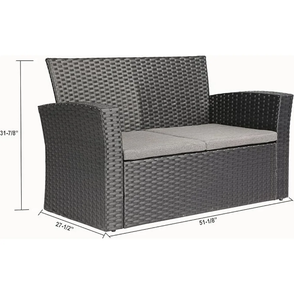 4 Pieces Outdoor Furniture Complete Patio Cushion Wicker P.E Rattan Garden Set