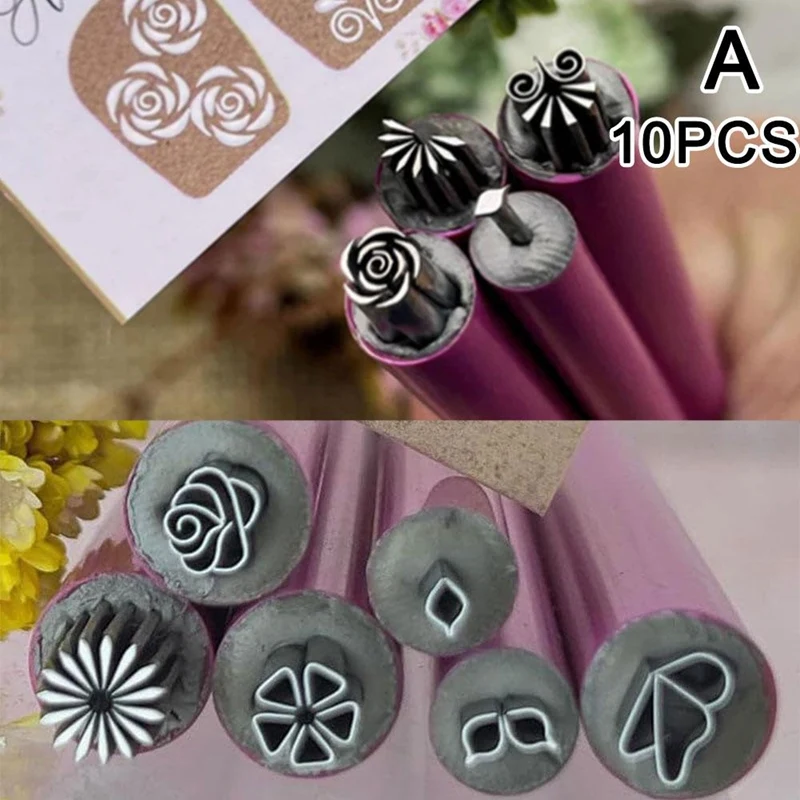 Penna per timbri con fiori per nail art da 10 pezzi, set di penne per timbri per nail art, penne per timbri per nail art Strumenti per nail art fai da te con diversi modelli