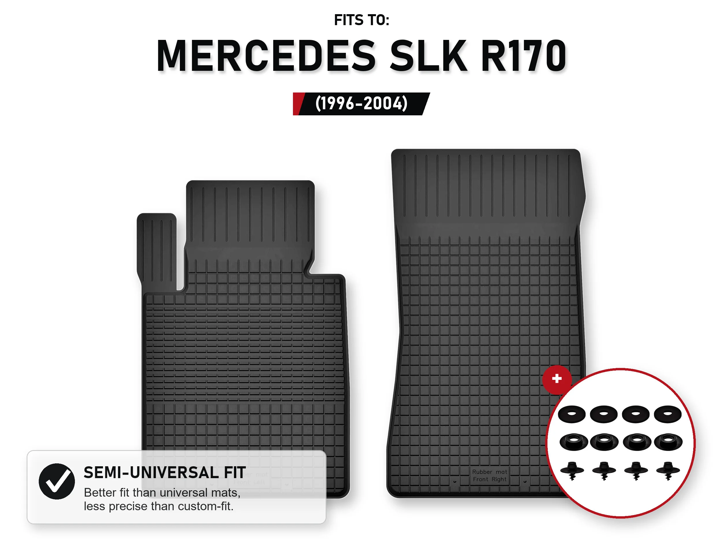 Voorste tapijten voor: Mercedes Slk R170 1996-2004 Cabriolet met stoppers
