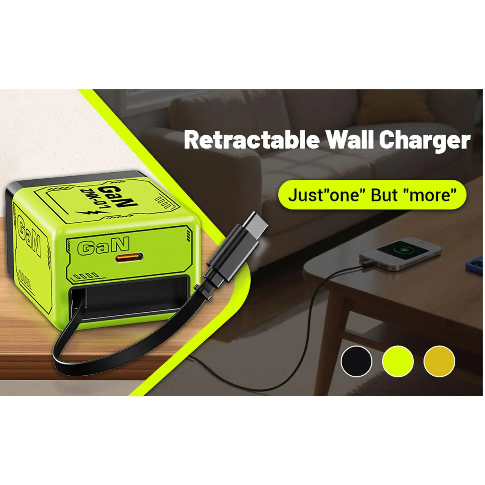Cargador retráctil de 120W, adaptador de bloque de carga rápida, cargador de pared, adaptador 2 en 1 con estación de Cable tipo C, accesorios para teléfono móvil