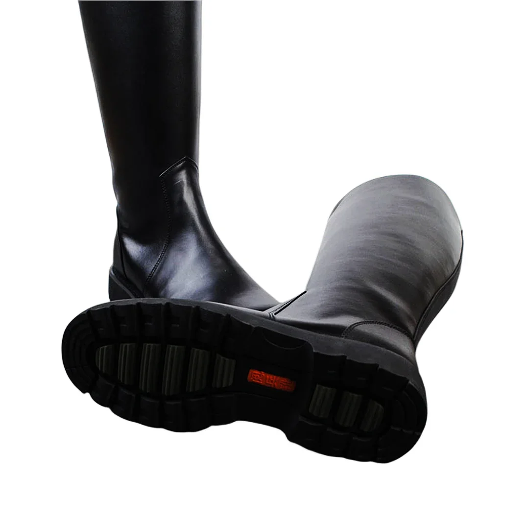 Botas largas hasta la rodilla para hombre, zapatos de cuero genuino, talla grande 38-46, 2024