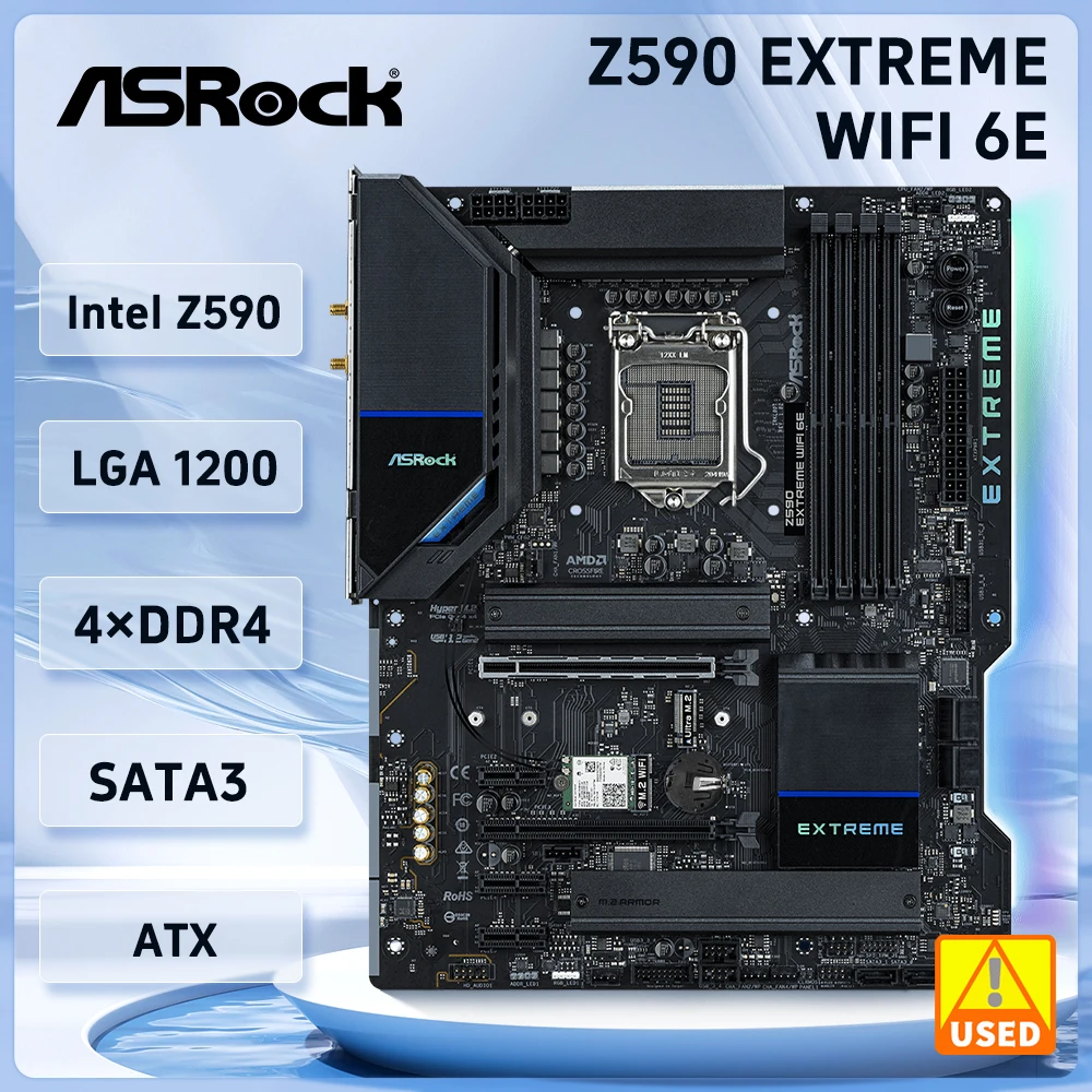 ASOCK Z590 Extreme WiFi 6E Motherboard LGA 1200 Intel Z590 DDR4 support i5-11400F 10900 10100F 11700 cpu PCI-E 4.0 NVMe SSD ATX