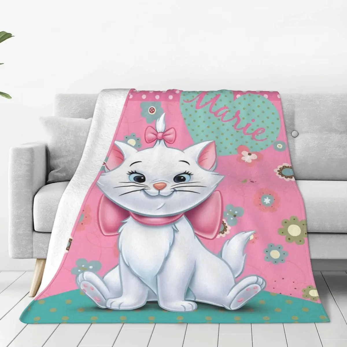 MINISO The Aristocats Marie Cat Blanket Animal Soft Warm Fluffy Plush Throw Blanket For Child Flannel Bedspread Bed Cover