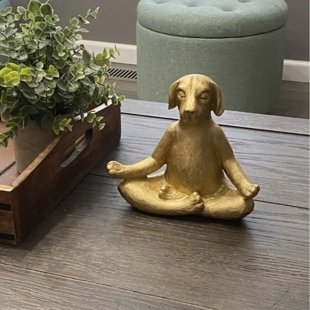 

Home Decoration Resin Dog Yoga Statue Retro Unique Dog Figurine Modern Handicraft Animal Miniatures Sculpture Living Room