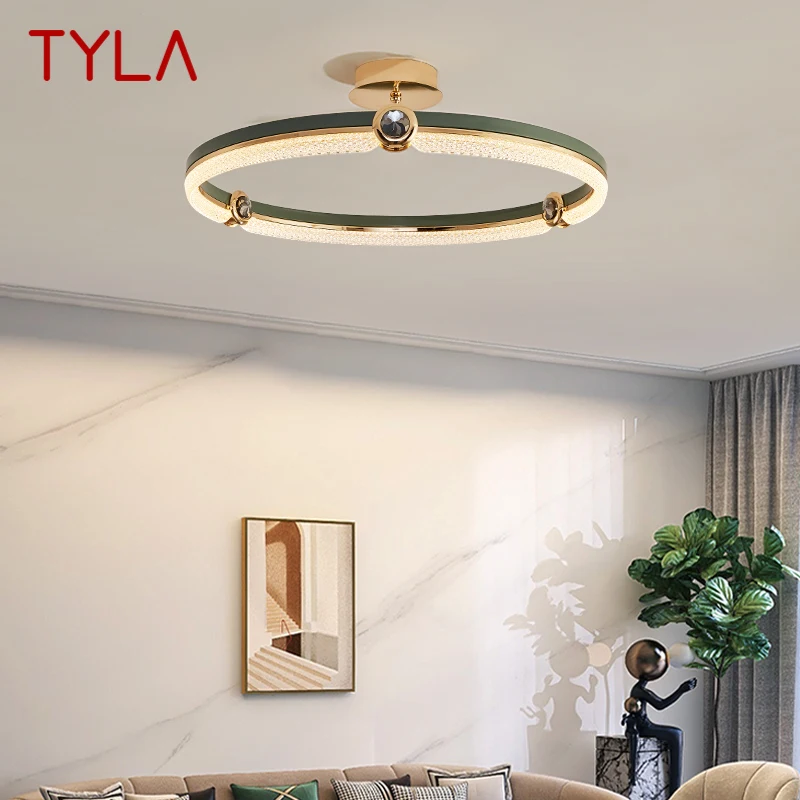 

TYLA Vintage Crystal Ring Ceiling Lamp Modern Creative Light Luxury LED Fixtures For Home Living Decor