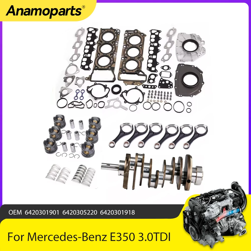 Engine Parts Rebuild Crankshaft Pistons Gaskets Seals Kit Fit 3.0 Diesel For 11-19 Mercedes-Benz E350 G350d 3.0TDI OM642 V6 DOHC