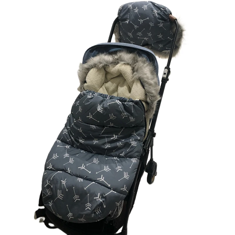 Baby Winter Outdoor Tour Stroller Sleeping Bag Stroller Footmuff Cover Thick Warm Fleece Bunting Bags for Newborns