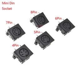 2/5PCS 3 4 5 6 7 8 13 Pin Mini DIN Female Socket Connector 4 5 6 8 Poles DIN Jack PS2 Mini Circular Keyboard and Mouse Socket