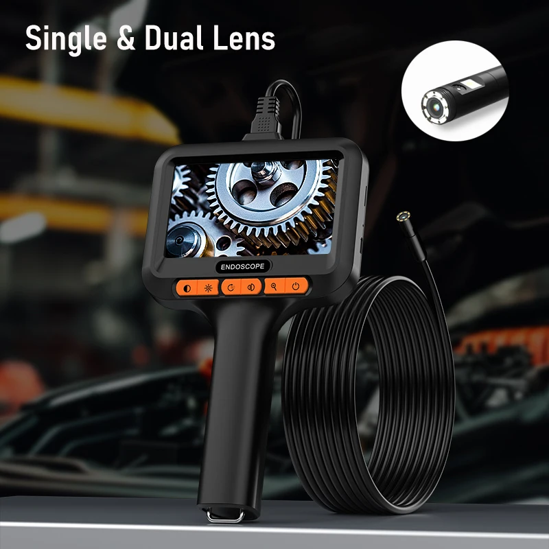 

4.3'' Screen Industrial Endoscope Single Dual Lens 8mm Detachable Design IP67 Borescope Inspection Camera for Piping Car 1080P