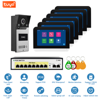 TUYA 1080P 7 Inch Color Touch Screen Wired POE Wifi Video Doorbell Smart APP Home Intercom Kit for RFID Access Control System