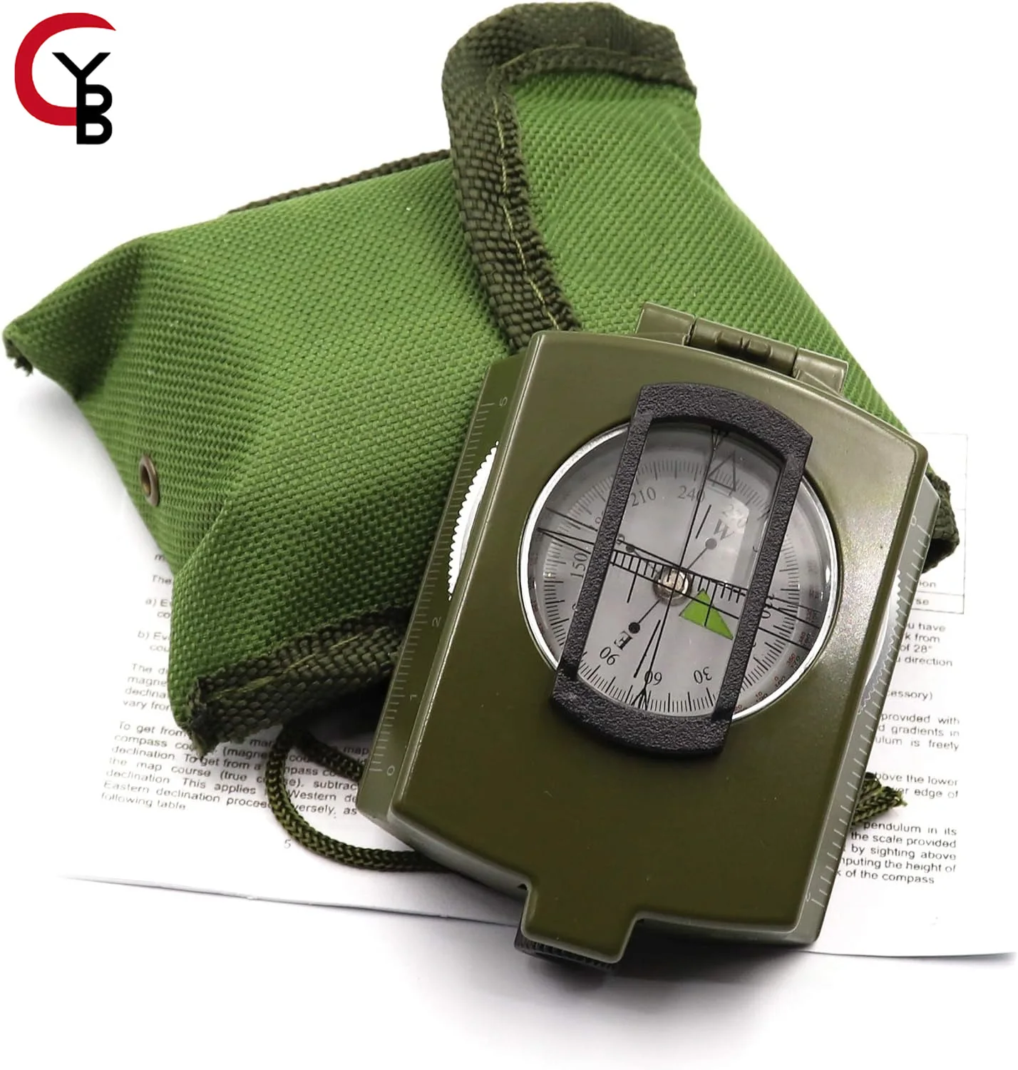 Metal Sighting Lensatic Compass,Night Fluorescent,Impact Resistant & Waterproof,Survival for Hiking, Camping,Hunting,Backpacking