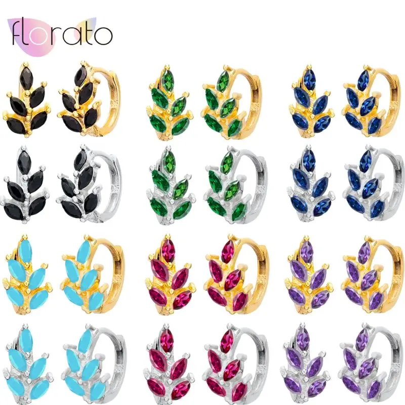 

925 Sterling Silver Needle Noble and Luxurious Colorful Multi-leaf zircon earrings women fashion wedding Party Jewelry Gifts
