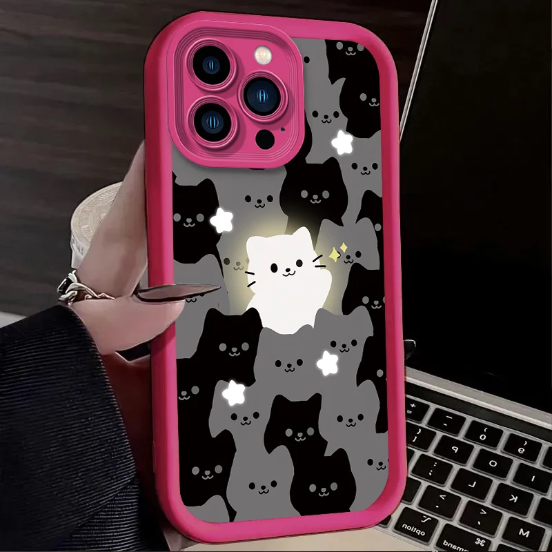 Custodia per telefono in silicone per coppia di gatti adorabili del fumetto per IPhone 17 Air 16 16E 15 14 13 12 11 Pro Max X XS XS XS Max XR SE 2020 SE4 7 8
