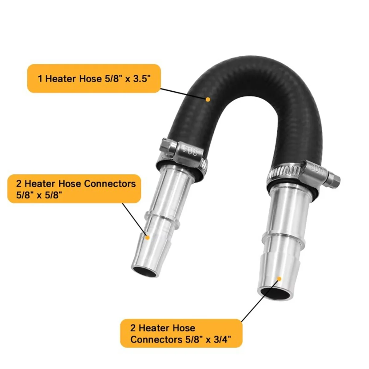 626-001 Upgraded Aluminum Engine Heater Core Bypass Kit with 5/8In 3/4In Hose for Most Common Heater Hoses