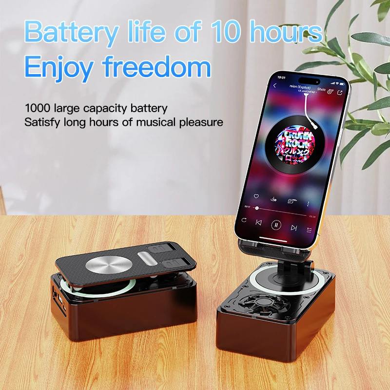 3-in-1 블루투스 스피커폰 전원 은행 접이식 무선 스피커폰 스탠드(비디오 회의 라이브용 미끄럼 방지 패드 포함) 썸네일 3