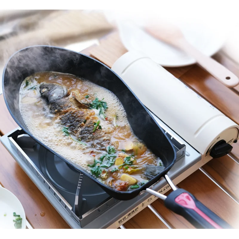 Nonstick Fish Frying Pan Durability Premium Convenient Fish Shaped Skillet