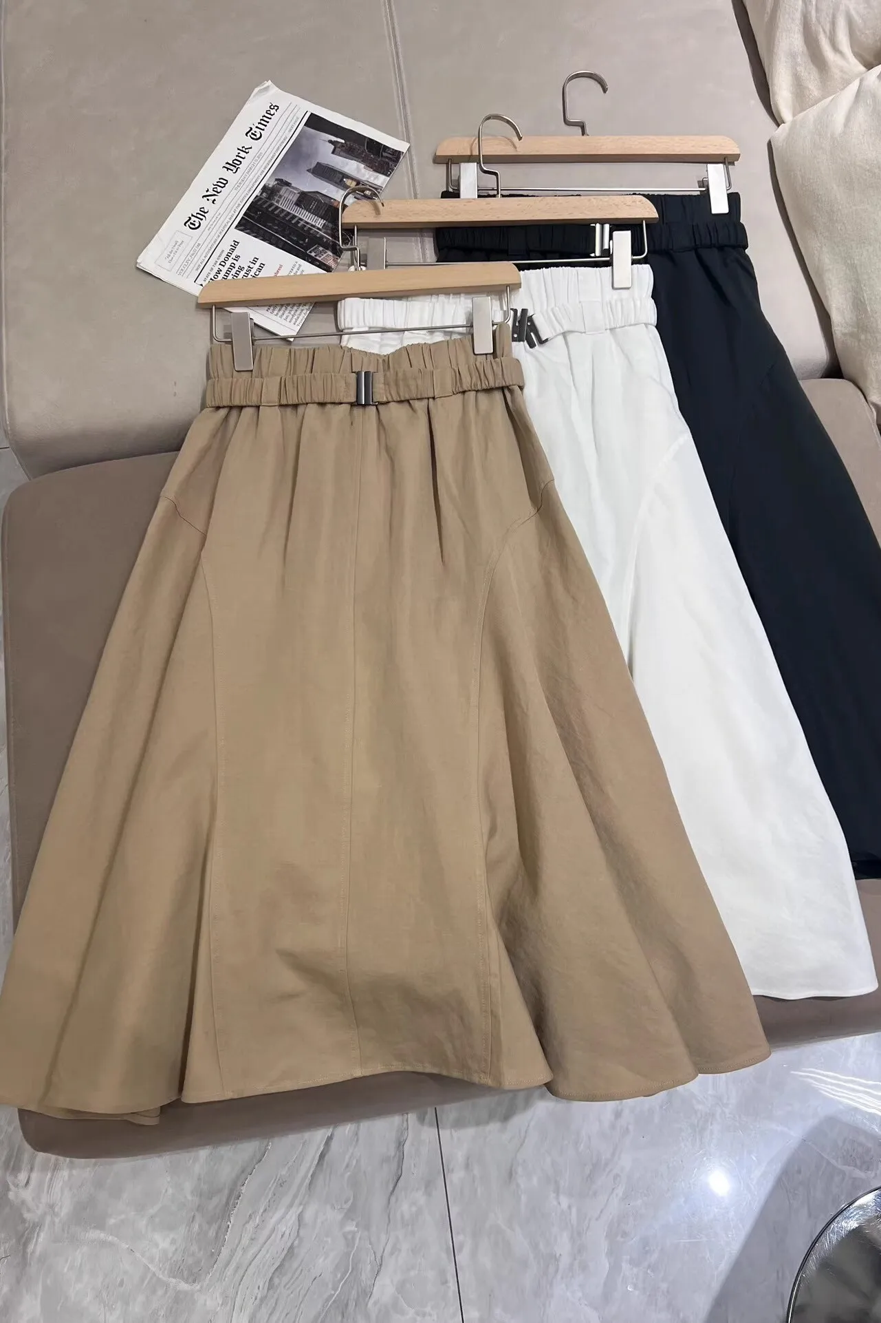 

Bc* New Summer Women's Cotton Hemp Hemp Skirt Elastic High Waist Show Thin Black Umbrella Skirt In The Long A-line Skirt