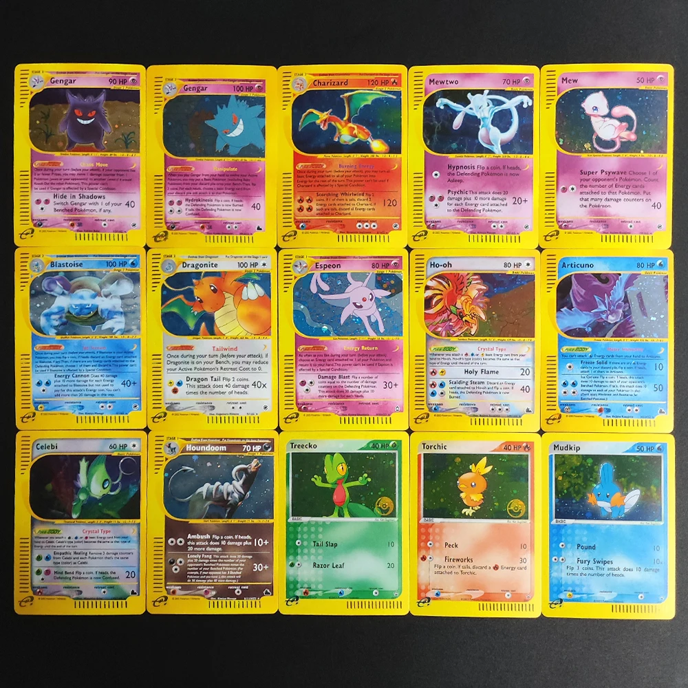 

15 шт., английские коллекционные карты Pokemon XY Charizard Gengar Mewtwo Ho-Oh, самодельная одиночная карта, классическая игра, аниме-карты, подарочные игрушки