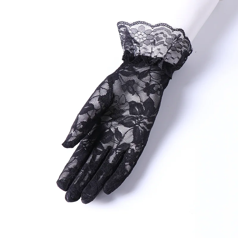 Gloves Black Lace Mesh Sheer Vintage Elegant Sexy Qipao Accessory Spring Fall UV Protection Women Lightweight Breathable