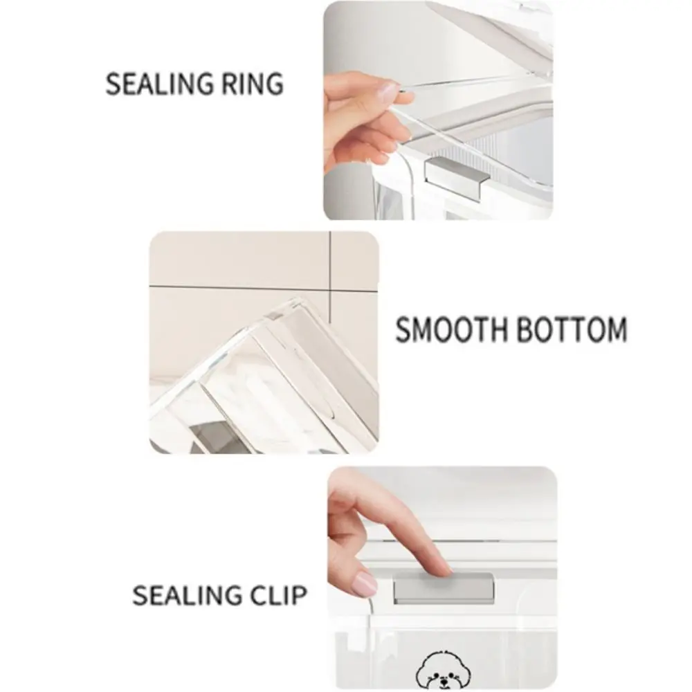 Moisture-Proof Pet Food Storage Container Transparent Large Capacity Dog Food Sealed Barrel Insect Proof Flip Cover