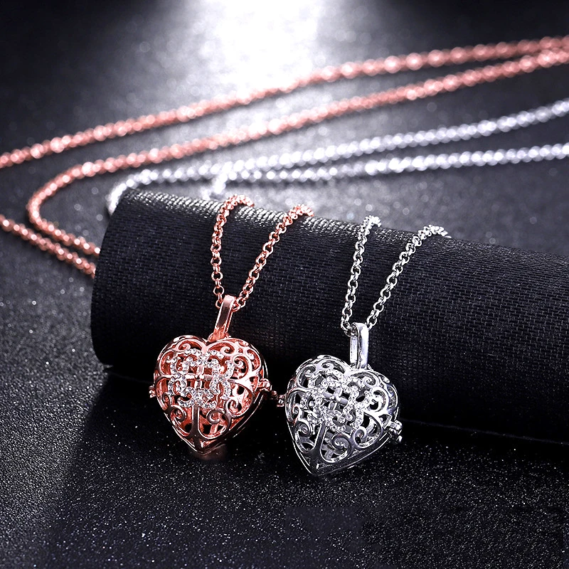 Mexico Chime Angel Wings Zircon Aromatherapy Cage Locket Necklace Essential Oil Diffuser Set Combination Woman Pendant Jewelry