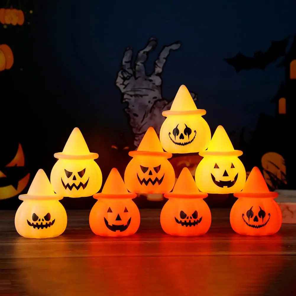 Halloween Pumpkin Decoration Led Pumpkin Light Halloween Pumpkin Night Light Led Witch Hat Lamp Spooky Cartoon Table for Holiday