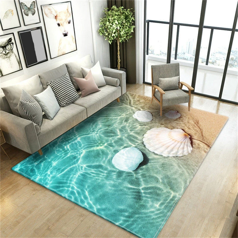 Beach Waves 3D Printed Carpets for Living Room Kids Room Rug Kitchen Mat Floor Carpets Modern Entrance Mat Home Bathroom Rugs