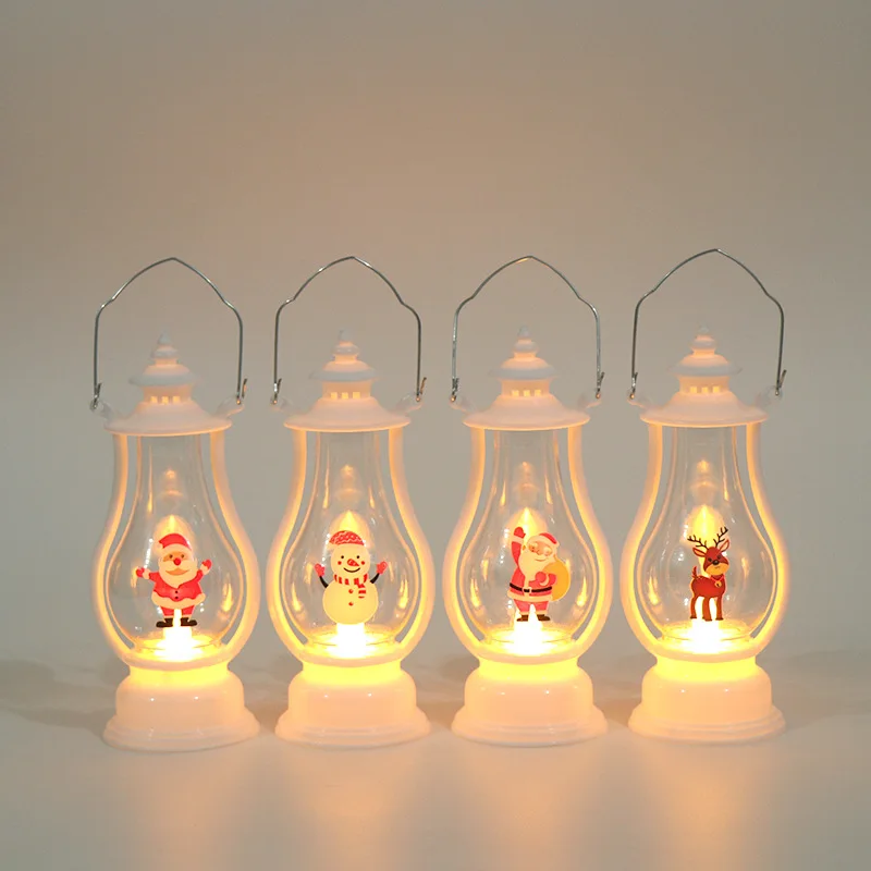 Lampu Led elektronik untuk dekorasi Natal, lampu lilin elektronik, lampu Sinterklas, lampu Retro portabel, lentera angin dongeng Led gantung