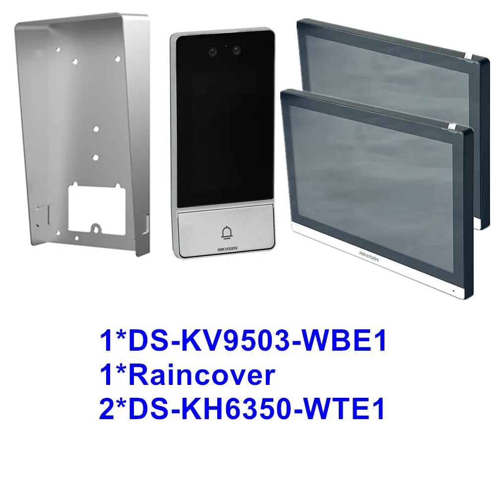 Hikvision IP Video Intercom with 2 Screens DS-KV9503-WBE1 Wireless Doorbell Raincover DS-KH6350-WTE1 7 Inch WIFI Indoor Monitor