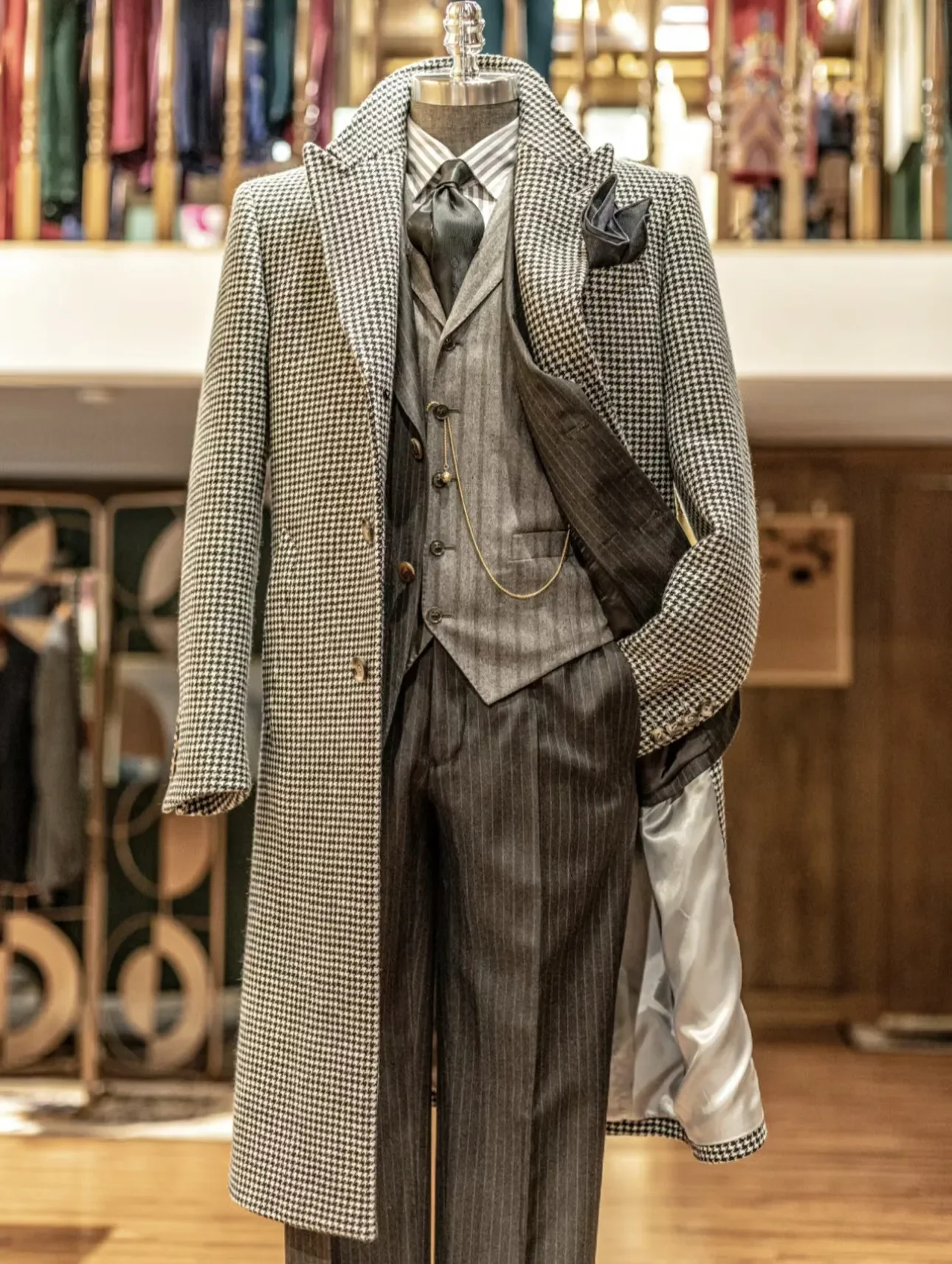 

Мужской зимний пиджак в гусиную лапку, деловой повседневный однобортный пиджак, костюмный пиджак, элегантное мужское пальто