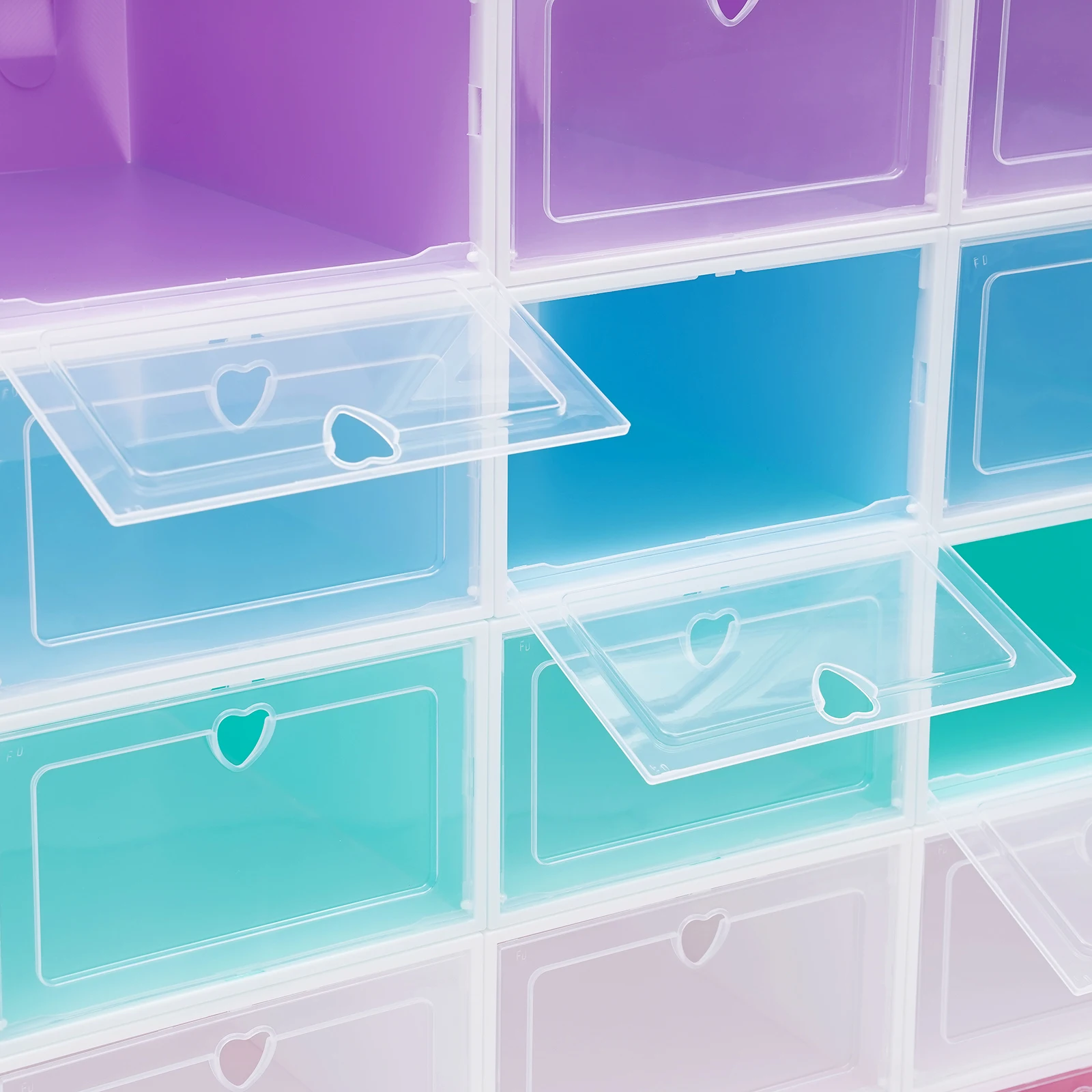 20er-Pack Transparente Schuhboxen, Harte Kunststoff-Schuhbox mit Deckel, Stapelbare Kunststoff-Schuhbox für Flache Schuhe, Sportschuhe, Farbig – Detail 14