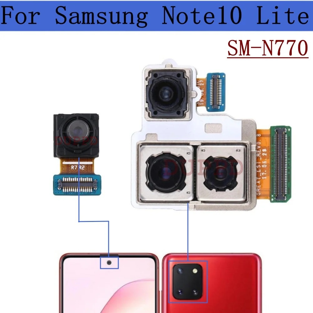 Front Rear Camera For Samsung Note10 Lite N770F Frontal Selfie Wide Back Facing Main Backside Camera Module Flex Cable