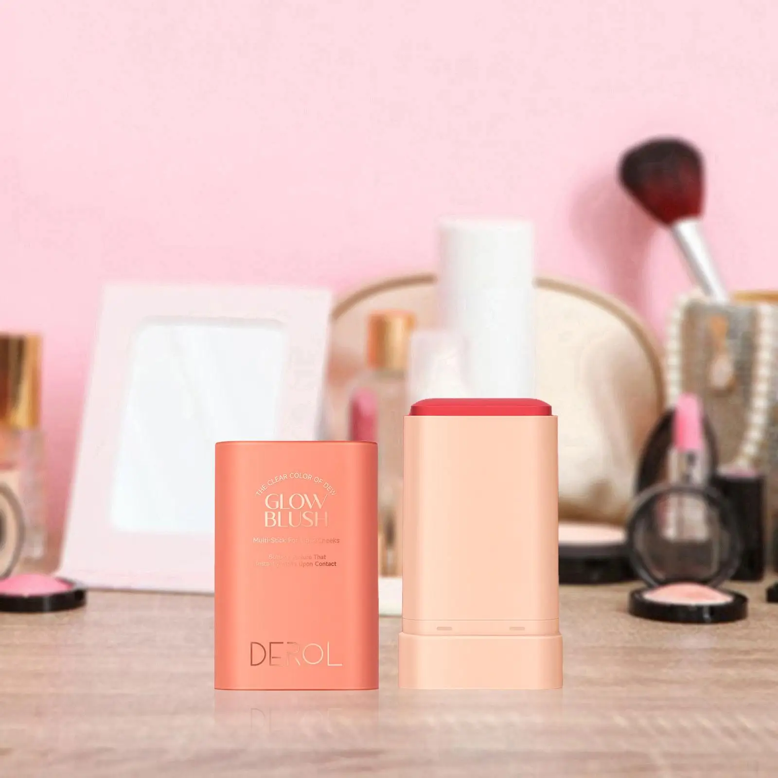 5xMakeup Facial Blush Cream Solid Moisturizer Stick Veelzijdige cosmetica Gezichtsblusher voor wang, lip en gezicht, alle huid, dames, dames