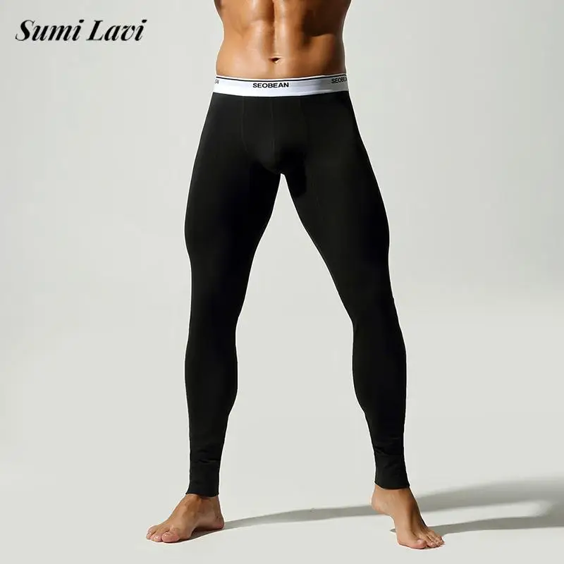 

Autumn Winter Warmth Thermal Underwear Mens Pants Stretch Slim Fit Trousers Men Sexy Pajamas Nightwear Casual Breathable Bottoms