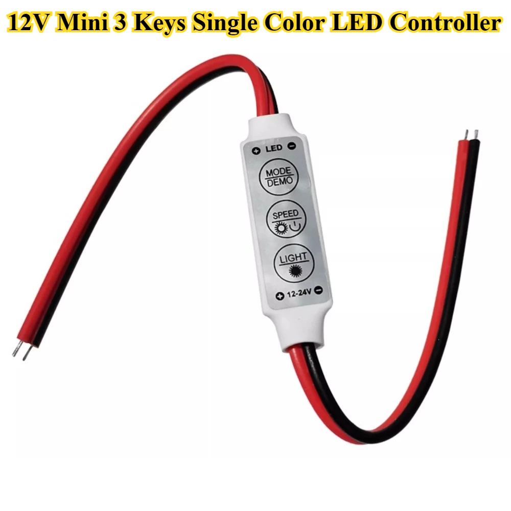 

2/5/10/30Pcs/lot 12V-24V Mini 3 Keys Single Color LED Controller Brightness Dimmer for Led 3528 5050 Strip Light