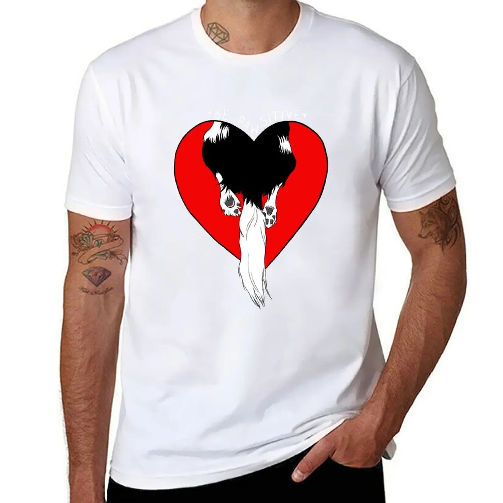 

Be pawsitive T-Shirt black cotton t-shirt plain for man package cotton t shirts man 100% T-Shirt