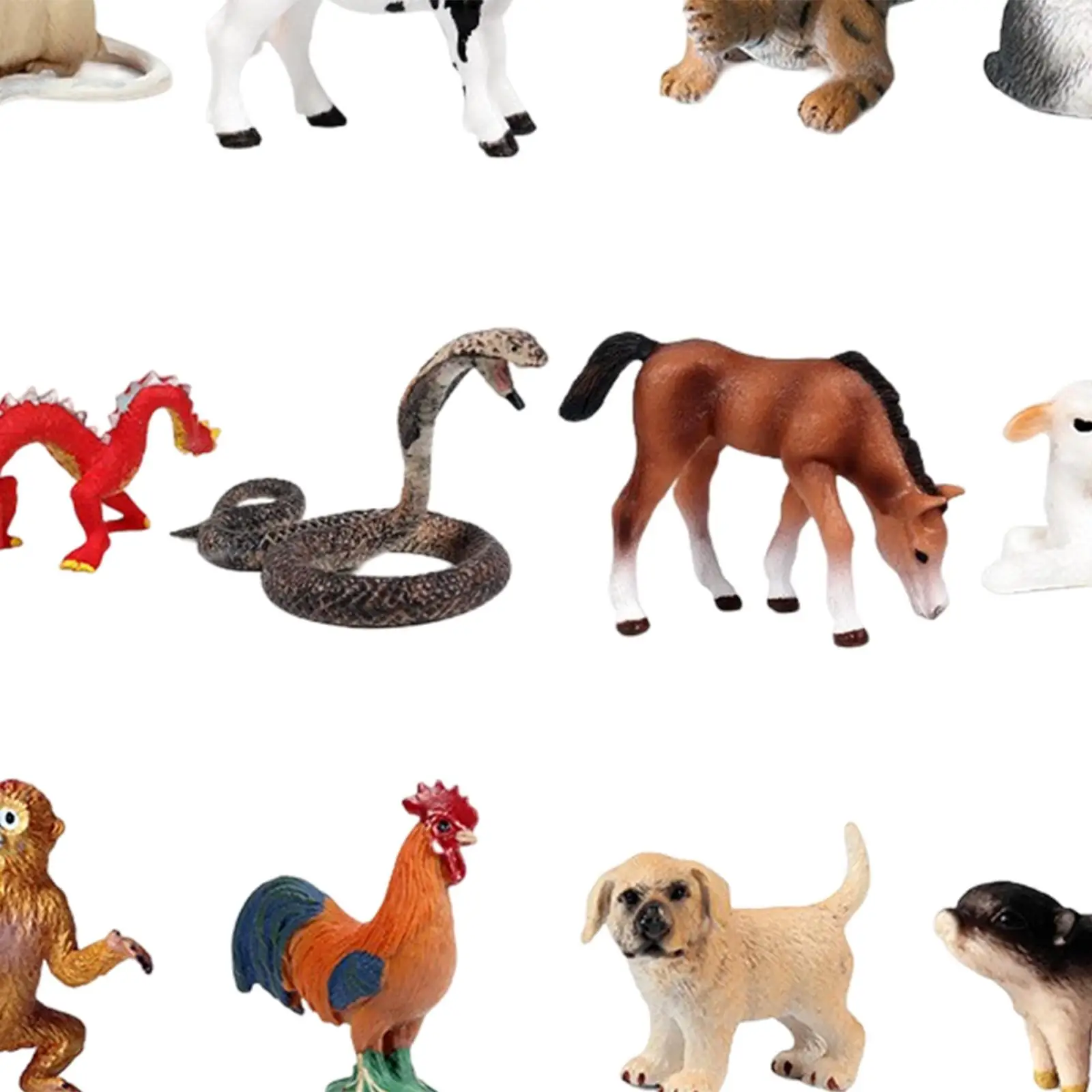 Figuras de animales de simulación de 12 piezas para niños, juguetes cognitivos, artes y