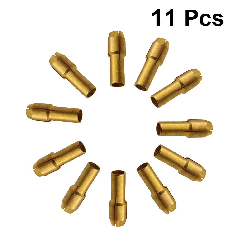 11 قطعة أداة دوارة كوليت نحاسي مجموعة مطحنة كهربائية دائم كامل النحاس العملي 05-32 مللي متر حجم الحفر تشاك أداة دوارة كوليت #5