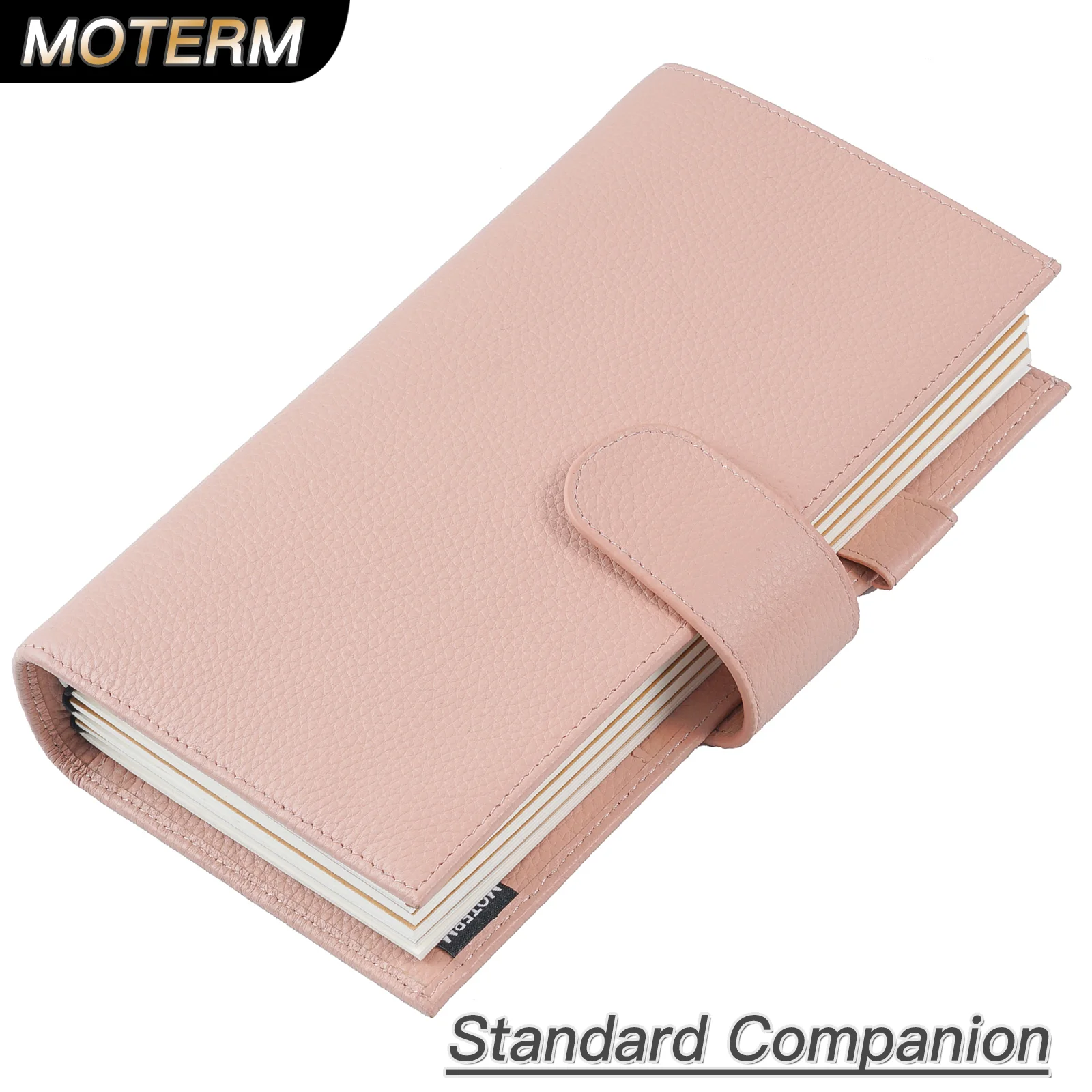 Moterm Companion Travel Journal Standard Size Notebook Genuine Cowhide Organizer with Back Pocket and Clasp