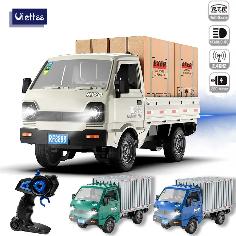 

New 1:16 RC CAR Simulation Drift Climbing Truck LED Light Haul Cargo Remote Control Electric Toys For Children VS D12