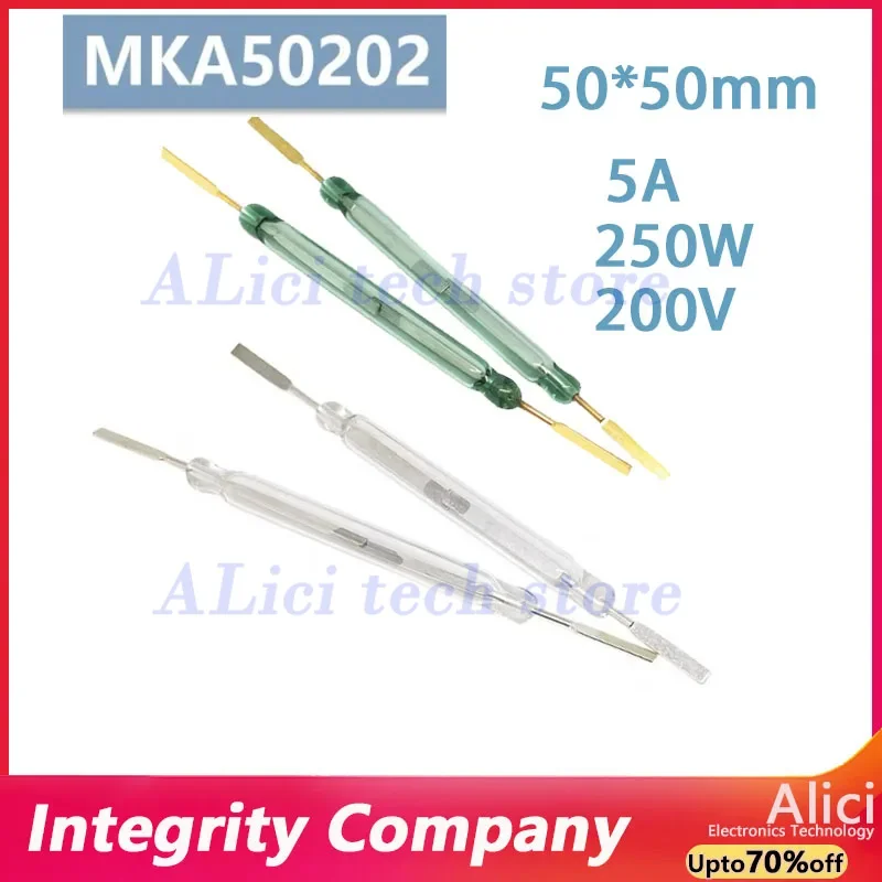5PCS/Lot MKA50202 Reed 5*50MM Normally Open High Power High Current 5A 250W 250V Sensor Magnetic Control